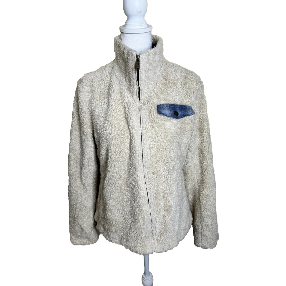 Pendleton Jacket Women's Medium Cream Shearling Fuzzy Fleece Zip Up